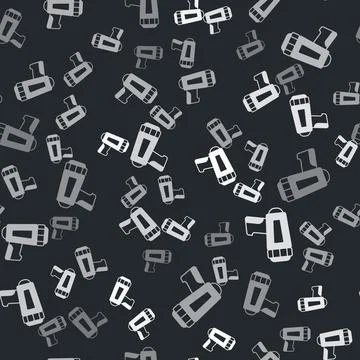 Grey Flashlight for diver icon isolated seamless pattern on black background Stock Illustration