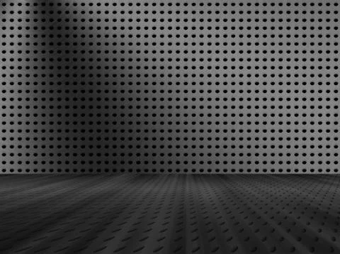 Grey floor and wall textures with round holes Ilustración de archivo