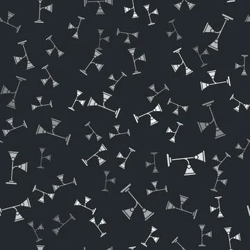 Grey Floor lamp icon isolated seamless pattern on black background. Vector イラスト素材