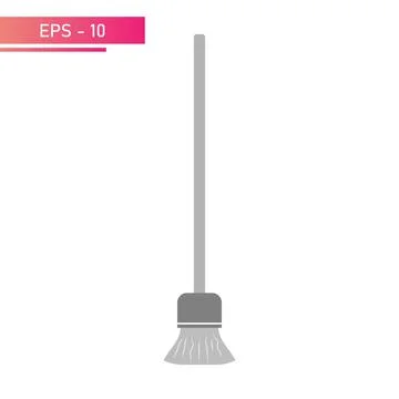 Grey floor mop. Realistic design. On a white background. Flat vector Stock Illustration
