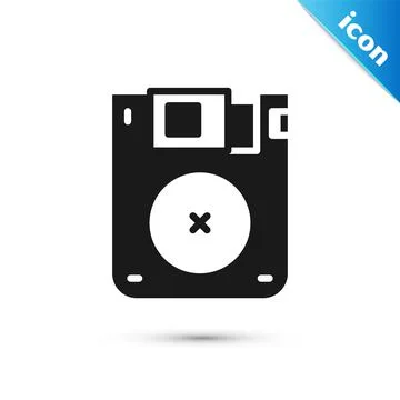 Grey Floppy disk for computer data storage icon isolated on white background Stock Illustration