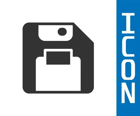 Grey Floppy disk for computer data storage icon isolated on white background Stockillustratie