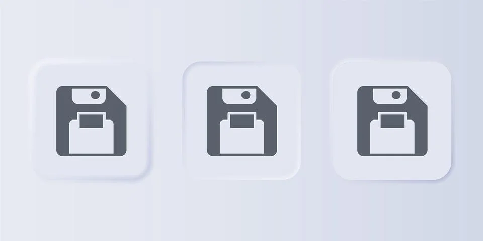 Grey Floppy disk for computer data storage icon isolated on grey background.. Stock Illustration