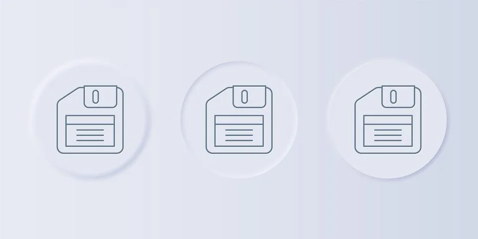 Grey Floppy disk for computer data storage icon isolated on grey background.. Stock Illustration