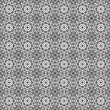 Grey floral pattern textile design, repeating background texture, fabric prin Illustrazione stock