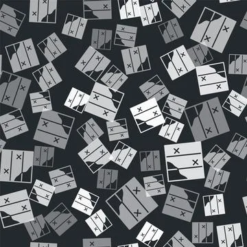 Grey Folded map icon isolated seamless pattern on black background. Vector Illustrazione stock