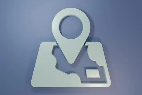 Grey Folded map with location marker icon isolated on purple-blue backgroun.. Stock Illustration