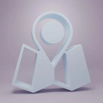 Grey Folded map with location marker icon isolated on purple background. Mi.. Stock Illustration