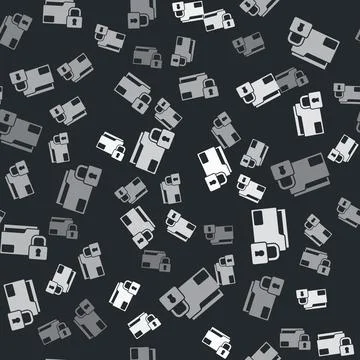 Grey Folder and lock icon isolated seamless pattern on black background. Closed Illustrazione stock