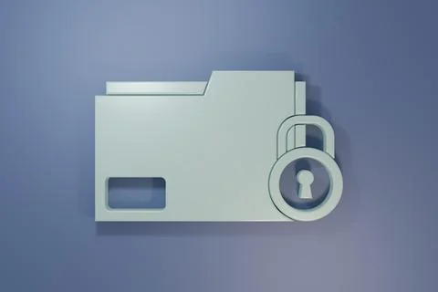 Grey Folder and lock icon isolated on purple-blue background. Closed folder.. イラスト素材