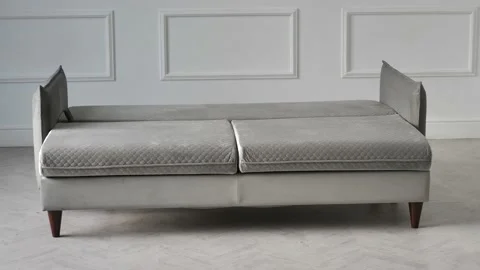 Grey folding sofa. Modern empty interior Video stock 163750256