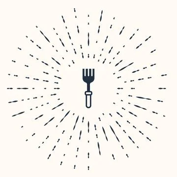 Grey Fork icon isolated on beige background. Cutlery symbol. Abstract circle Stock Illustration