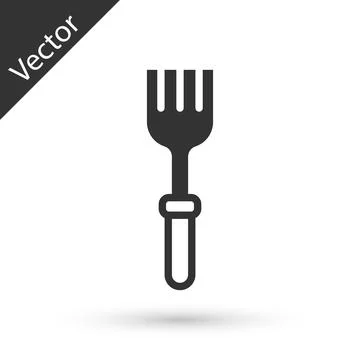 Grey Fork icon isolated on white background. Cutlery symbol. Vector Illustrazione stock