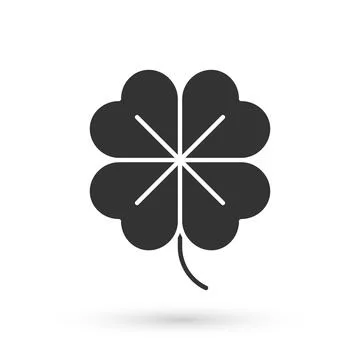Grey Four leaf clover icon isolated on white background. Happy Saint Patrick day Stock Illustration