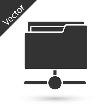 Grey FTP folder icon isolated on white background. Software update, transfer Stock Illustration