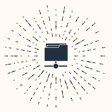 Grey FTP folder icon isolated on beige background. Software update, transfer Stock Illustration