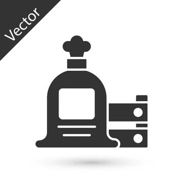 Grey Full sack and wooden box icon isolated on white background. Vector Stock Illustration