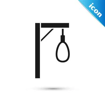 Grey Gallows rope loop hanging icon isolated on white background. Rope tied into 스톡 일러스트