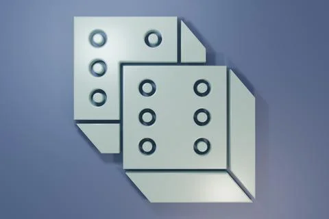 Grey Game dice icon isolated on purple-blue background. Casino gambling. Mi.. Stock Illustration