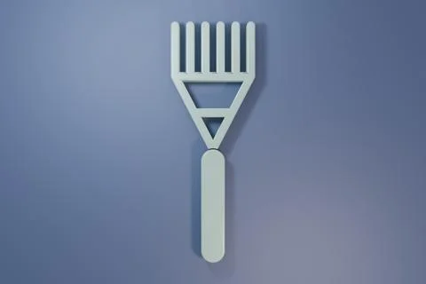 Grey Garden rake icon isolated on purple-blue background. Tool for horticul.. Ilustração Stock
