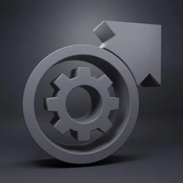 Grey Gear and arrows as workflow process concept icon isolated on grey back.. Ilustración de archivo