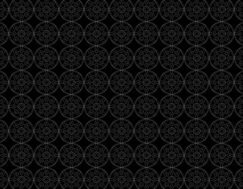 Grey Geometric 8 points star figure repetion pattern over black background Stock Illustration