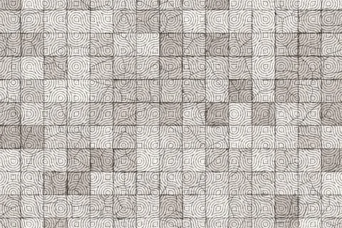 Grey geometric circular pattern ceramic tile texture top view with cracked Stock Illustration