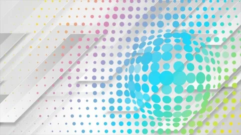 Grey geometric tech motion background with colorful halftone pattern Stock Footage 326326947