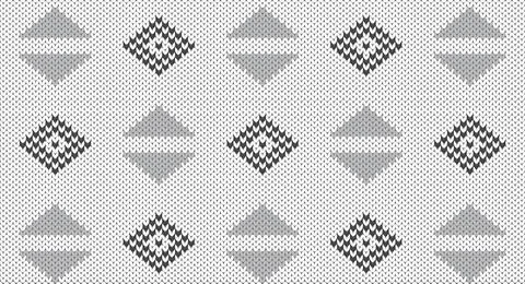Grey geometric on white knitted pattern, Festive Sweater Design. Seamless K.. Stock Illustration