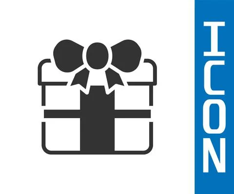 Grey Gift box icon isolated on white background. Happy Birthday. Vector Stock Illustration