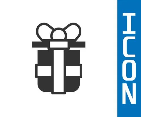 Grey Gift box icon isolated on white background. Happy Birthday. Vector 스톡 일러스트