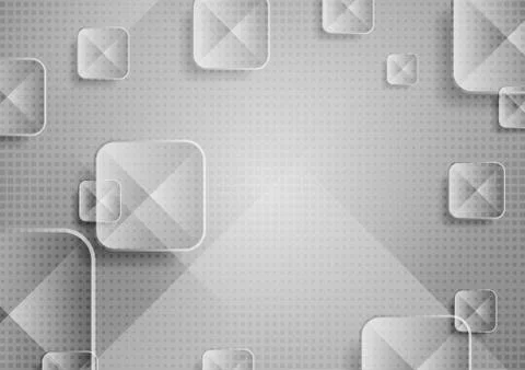 Grey glossy squares abstract tech background Illustrazione stock