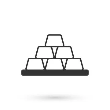 Grey Gold bars icon isolated on white background. Banking business concept Ilustración de archivo