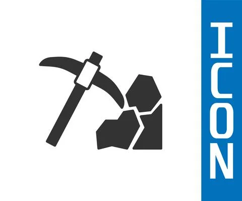 Grey Gold mining icon isolated on white background. Vector Illustrazione stock