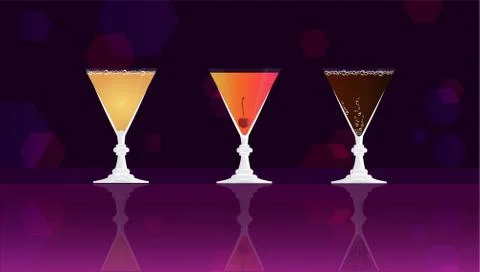 Grey Goose Cherry Noir,  Cherry Daiquiri Cocktail,  Cherry classic  on black  Stock Illustration