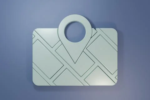 Grey Gps device with map icon isolated on purple-blue background. Minimalis.. Illustrazione stock