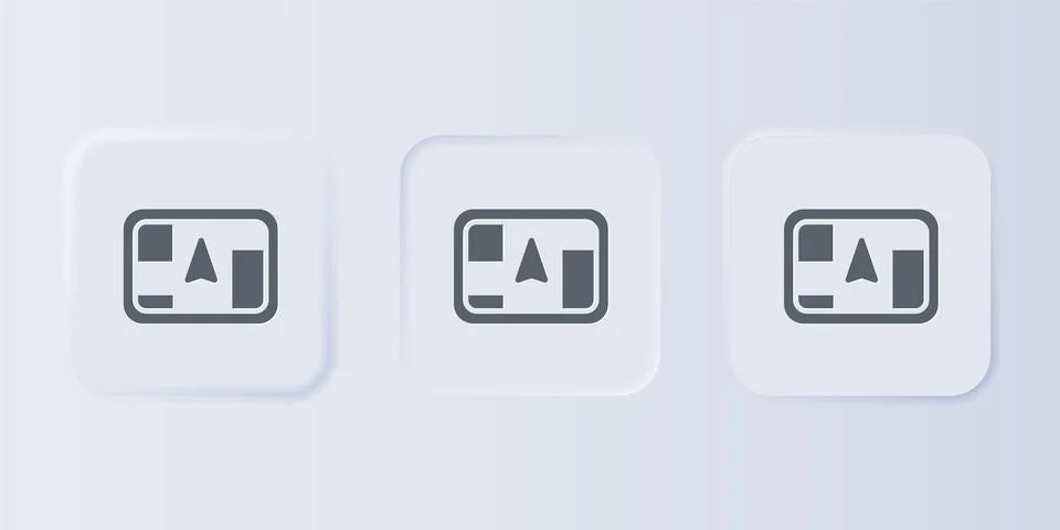 Grey Gps device with map icon isolated on grey background. Set icons in squ.. Stock Illustration