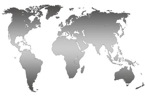 Grey gradient world map, isolated Stock Illustration