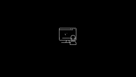 Grey Graduation cap on screen laptop line icon on black background. Online .. Stock Footage 296866746