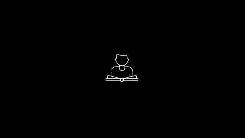 Grey Graduation cap on screen laptop line icon on black background. Online .. Stock Footage 296866875