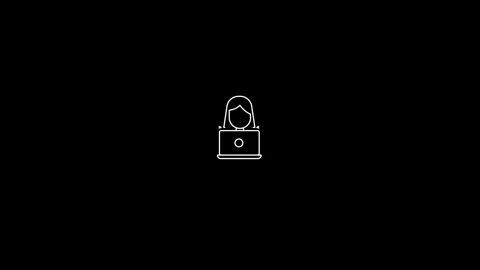 Grey Graduation cap on screen laptop line icon on black background. Online .. Stock Footage 296866904
