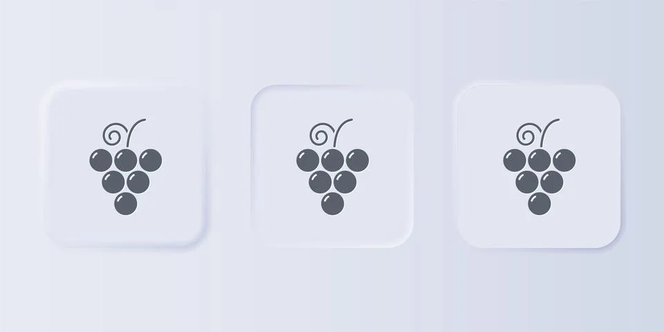 Grey Grape fruit icon isolated on grey background. Set icons in square butt.. Stock Illustration