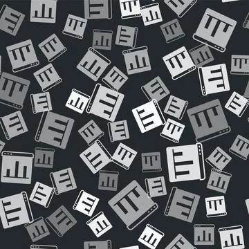 Grey Graph, chart, diagram, infographic icon isolated seamless pattern on black 스톡 일러스트