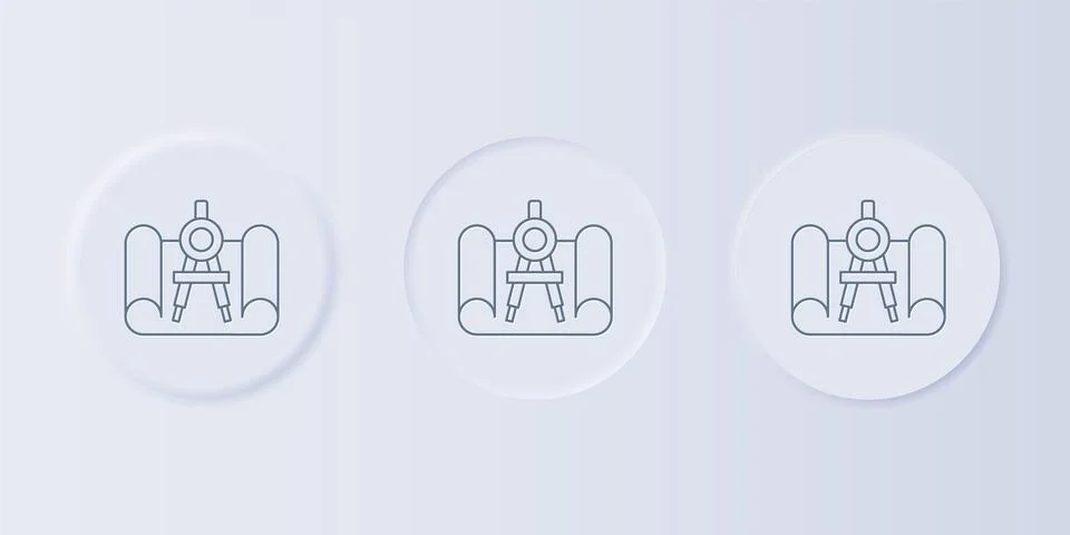Grey Graphing paper for engineering and drawing compass icon isolated on gr.. Stock Illustration