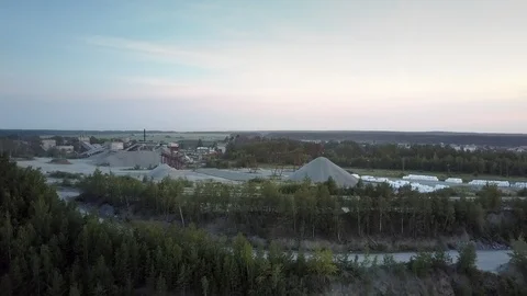Grey gravel heap on outdated mining sector in evening Stock Footage 115671791
