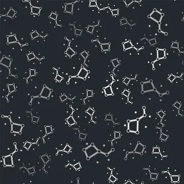 Grey Great Bear constellation icon isolated seamless pattern on black backg.. Stock Illustration