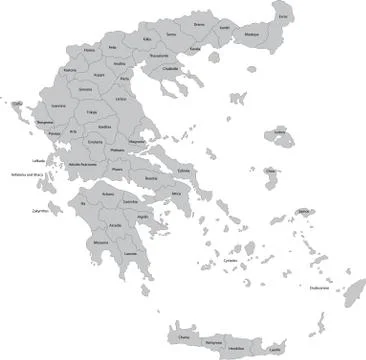 Grey Greece map Stock Illustration