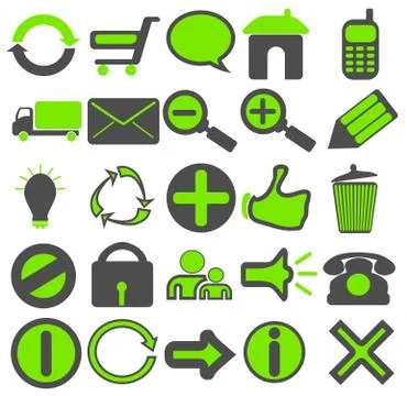 Grey Green Web Icons Stock Illustration