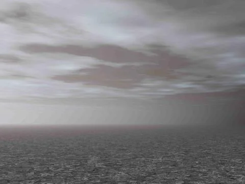 Grey ground by cloudy morning background - 3D render Stock Illustration