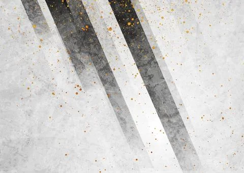 Grey grunge background with dark tech stripes and shiny golden dots 스톡 일러스트